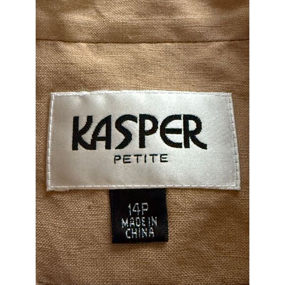 Kasper Petite Linen Blend Blazer Jacket Size 14P – Beige Tan, Classic - Picture 11 of 12